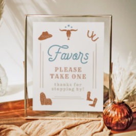 Poster WYNONA Burnt Orange Blue Cowboy Sinal