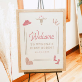 Poster WYNONA Pink Cowgirl Primeiro Rodeo Aniversário Bem