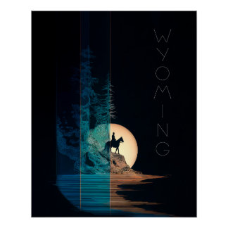 Pôster Wyoming, Cavaleiro de Cavalo, Ascensão de Lua Comp