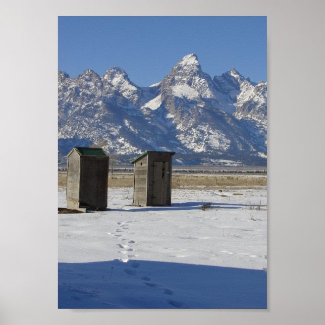 Poster Wyoming Tetons Outhouse Deluxe (Frente)