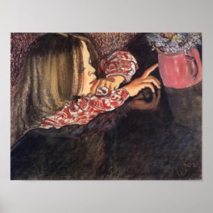 Poster Wyspianski, Helenka com um vaso de Flor, 1902
