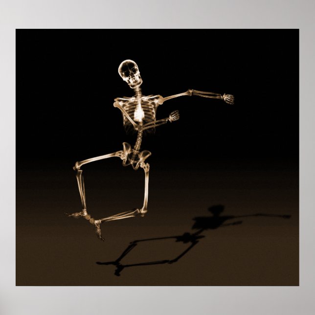 POSTER - X-RAY SKELETON JOY LEAP BLK SEPIA (Frente)
