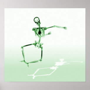POSTER - X-RAY SKELETON JOY LEAP GREEN