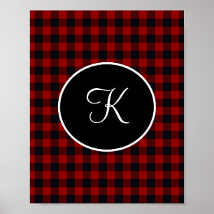 Poster Xadrez de Búfalos Vermelho e Negro 