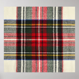 Poster Xadrez de tartã escocesa vermelha e branca.
