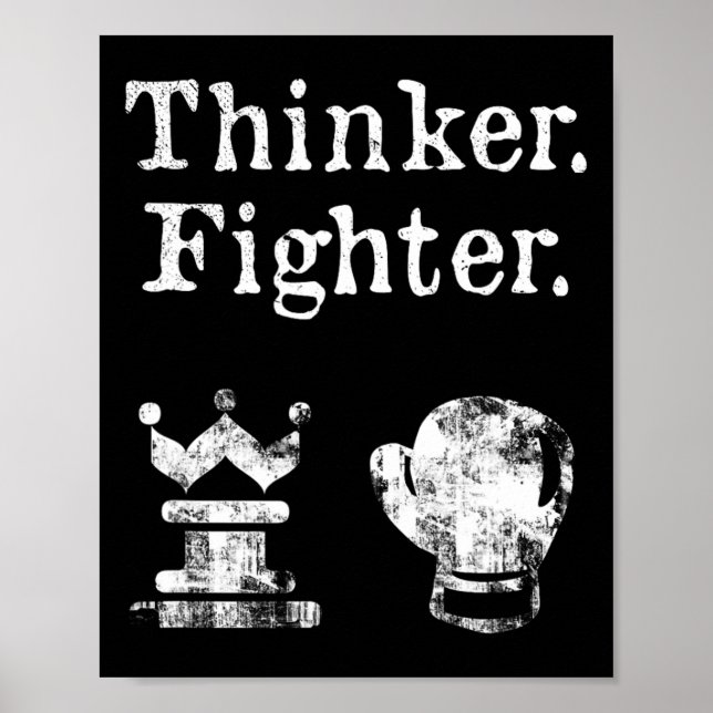 Poster Xadrez do Xadrez Boxer Thinker Fighter Boxer Lover (Frente)