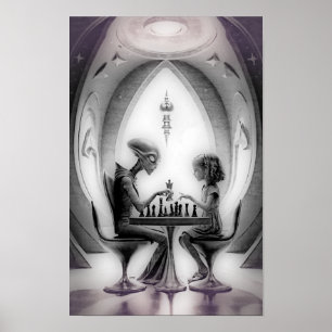 Poster Xadrez intergaláctico: Alienígena vs Rapariga