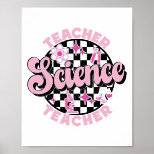 Poster Xadrez Retro Rosa Volta às Aulas Professora de Ciê