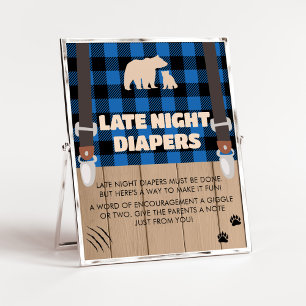 Poster Xadrez Rústica Azul Lumberjack Fraldas Noturnas Ta