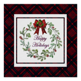 Pôster Xadrez Vermelha Feliz Feriados