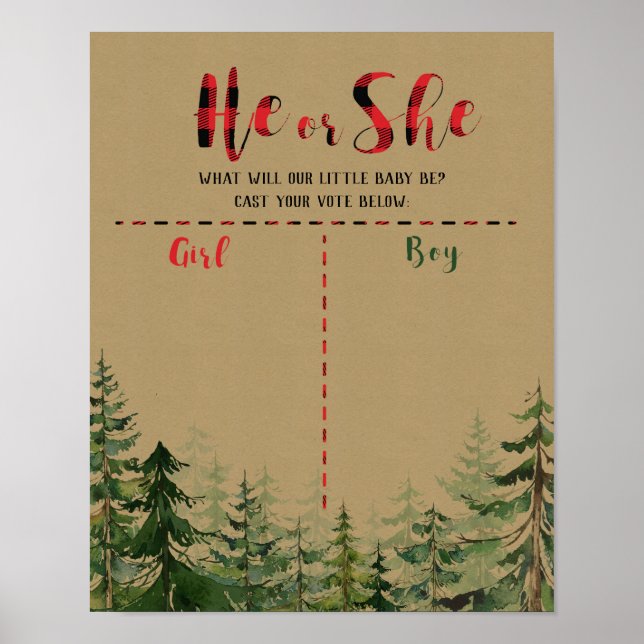 Pôster Xadrez Vermelha Wood Lumberjack Conselho de votaçã (Frente)