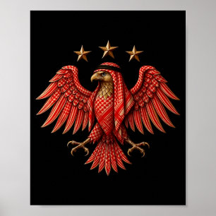 Poster Xadrez Vermelho Sírio Tradicional Águia Síria