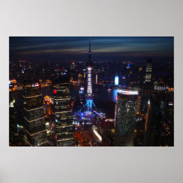 Poster Xangai à noite, China