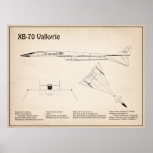 Poster XB-70 Valkyrie - Planos de avião Blueprint SD