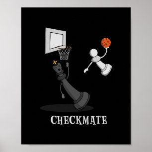 Poster Xeque-Mate Engraçado Tabuleiro de Xadrez Rei Peão