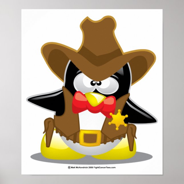 Pôster Xerife Cowboy Penguin (Frente)