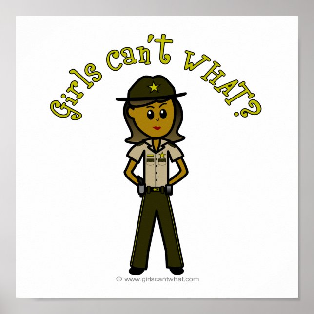 Poster Xerife das Mulheres Escuras no Uniforme Brown (Frente)