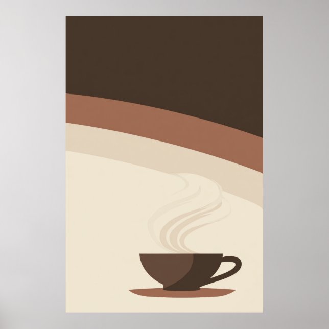 Poster Xícara de Café em Estilo Retrô (Frente)
