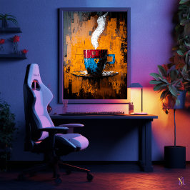 Poster Xícara de Café Expressionista Contemporânea Moment