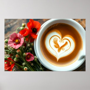 Poster Xícara De Café Quente Com Arte Lateral Em Forma De