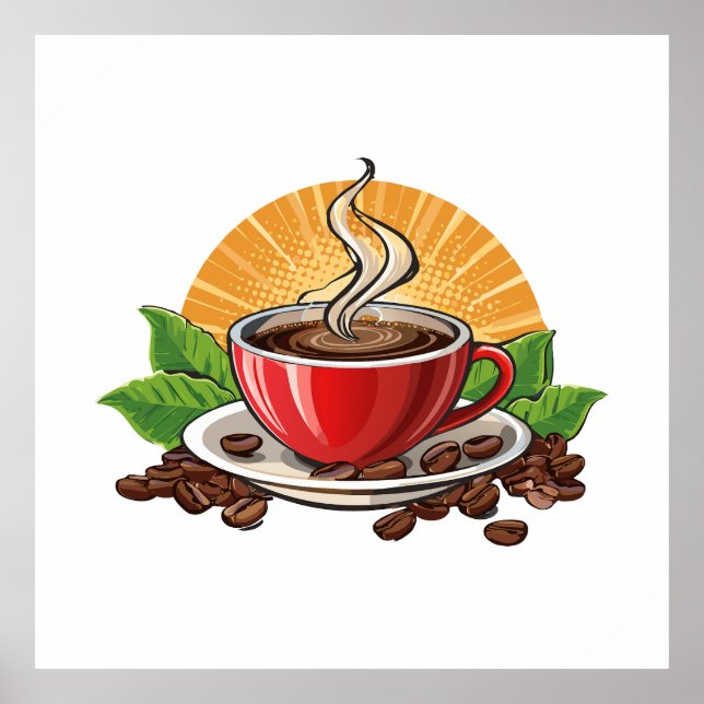 Poster Xícara de café vermelha (Frente)