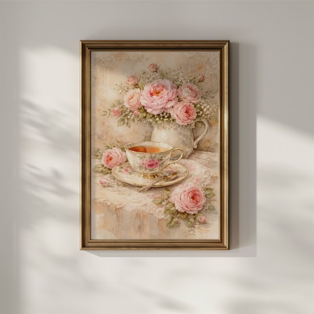 Poster Xícara de Chá com Rosas (Criador carregado)