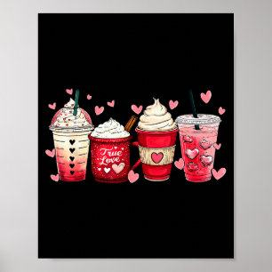 Poster Xícaras de Amante de Café Latte Iced Cream Dia dos