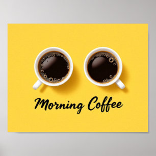 Poster Xícaras de Café da Manhã Vista Superior Minimalist