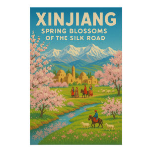 Pôster Xinjiang, China - Primavera Blossomas