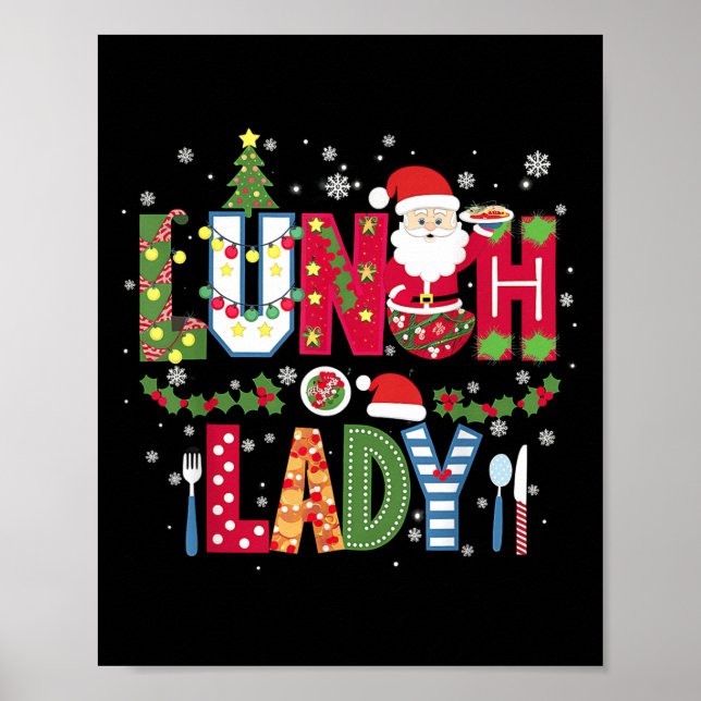 Poster Xmas Cafeteria Worker Christmas School Lunch Lady  (Frente)