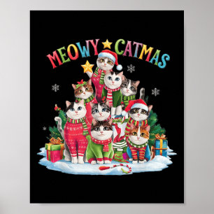 Poster Xmas Cat Lover Meowy Catmas Cat Tree Lig