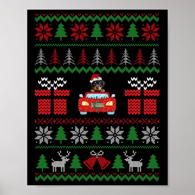 Poster Xmas De Rottweiler De Suéter De Natal Útil Com Pap (Frente)