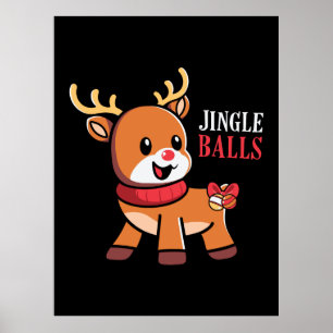 Poster Xmas Gift Jingle Balls Reindeer