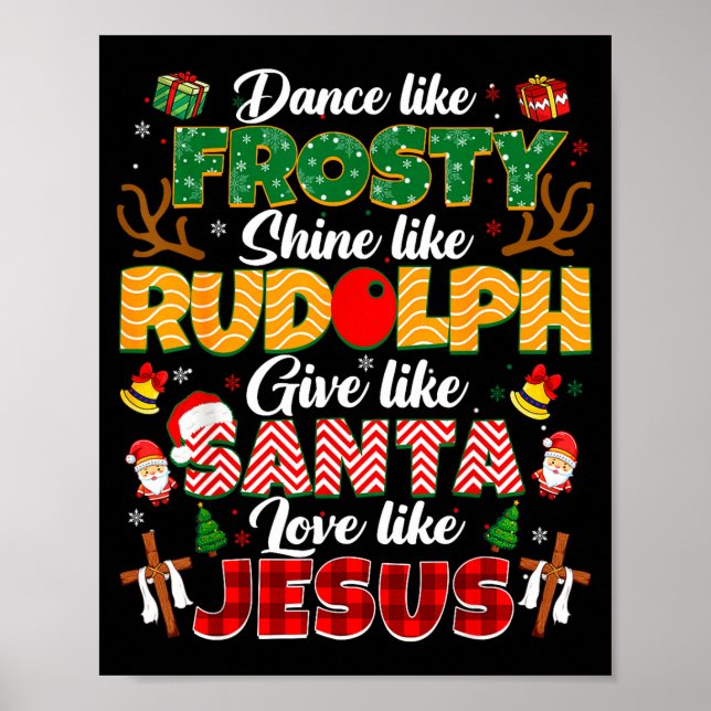 Poster Xmas Jesus Christian Dance Like Frosty Xmas Men Wo (Frente)