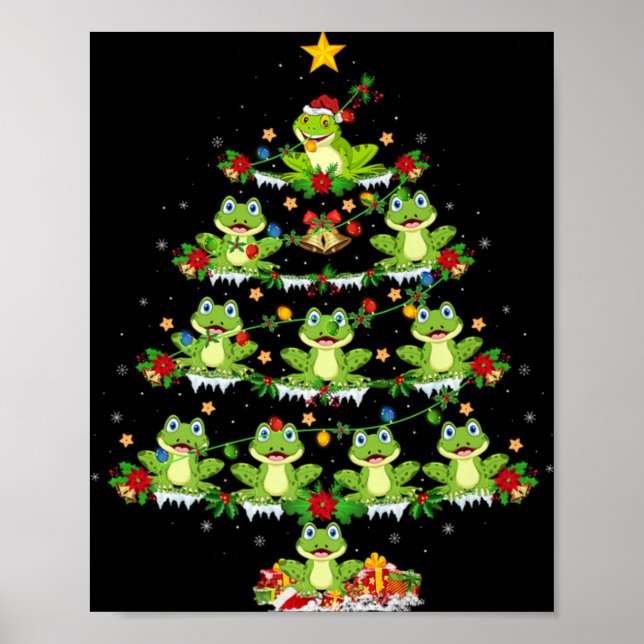 Poster Xmas Lights Santa Tree Frog Christmas Tree Premium (Frente)