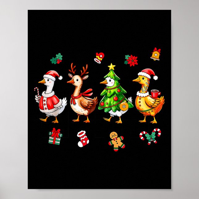 Poster Xmas Santa Gingerbread Goose Merry Christmas Men W (Frente)