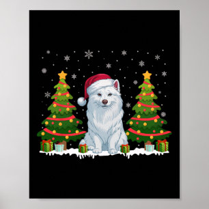 Poster Xmas Tree Lights American Eskimo Dog Papais noeis 