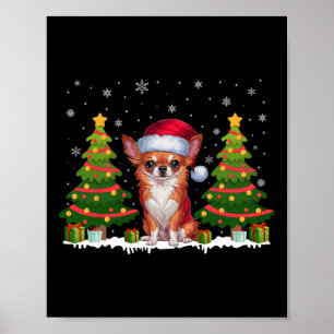 Poster Xmas Tree Lights Chihuahua Cachorro Papai Noel Nat