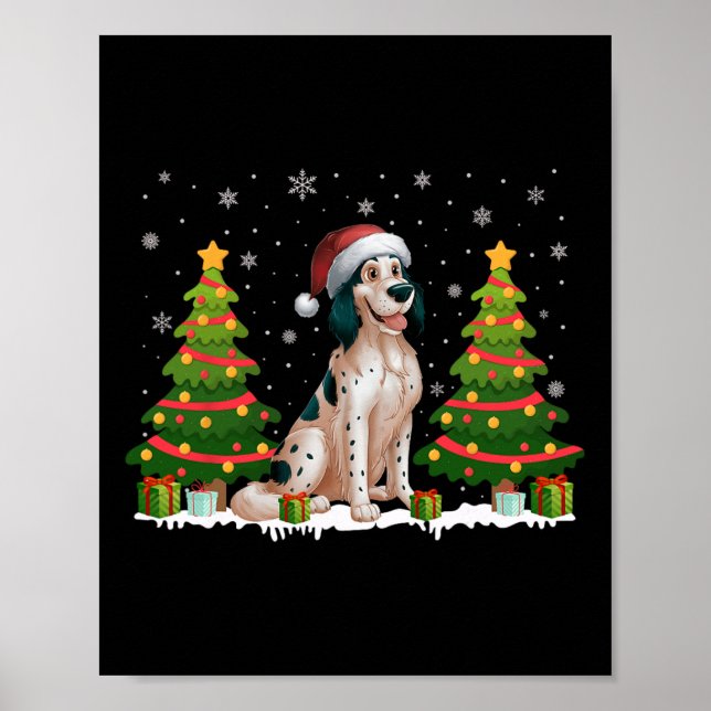 Poster Xmas Tree Lights English Setter Dog Papais noeis C (Frente)