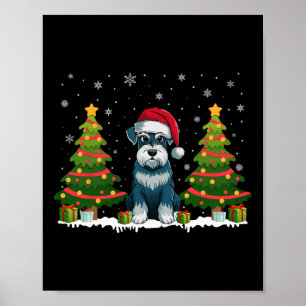 Poster Xmas Tree Lights Schnauzer Cachorro Papai Noel Nat