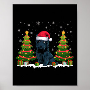 Poster Xmas Tree Lights Scottie Dog Santa Hat Natal S
