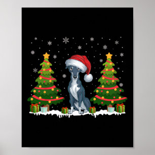 Poster Xmas Tree Luz Greyhound Cachorro Papai Noel Natal