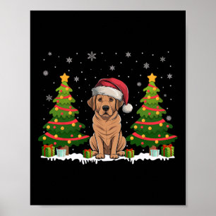 Poster Xmas Tree Luzes Labrador Cachorro Papai Noel Natal