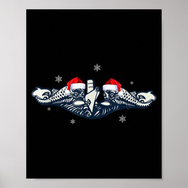 Poster Xmas Veterans Day U.s Submarine Santa Hat Christma (Frente)