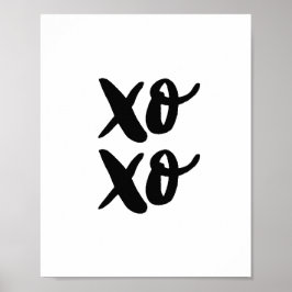 Poster XO XO Dia de os namorados moderno. Preto e Branco