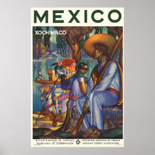 Poster Xochimilco Cidade do México México Viagem Antiga