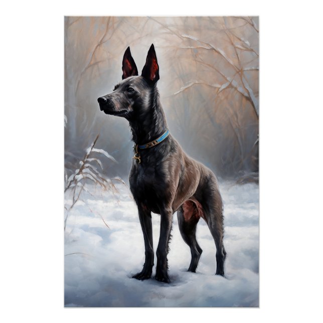 Pôster Xoloitzcuintli Deixa-o nevar no Natal (Frente)