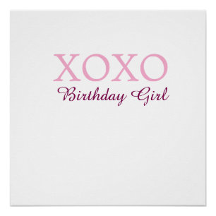 Pôster Xoxo aniversária nome rosa mauve amor simples