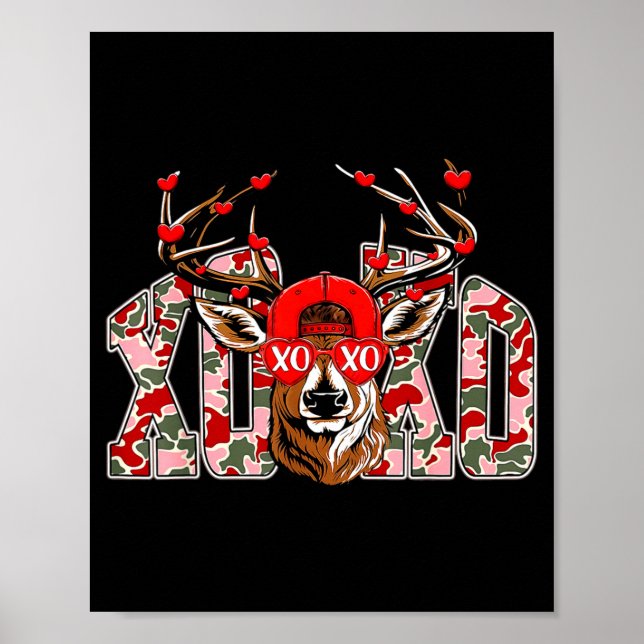 Poster Xoxo Camo Buck Deer Hunting Valentine's Day Boys K (Frente)