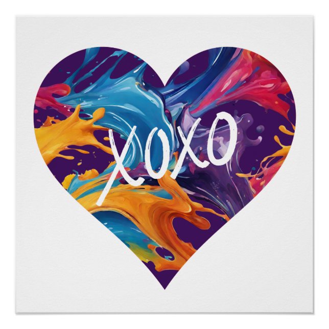 Pôster XOXO Cardíaco Colorido (Frente)
